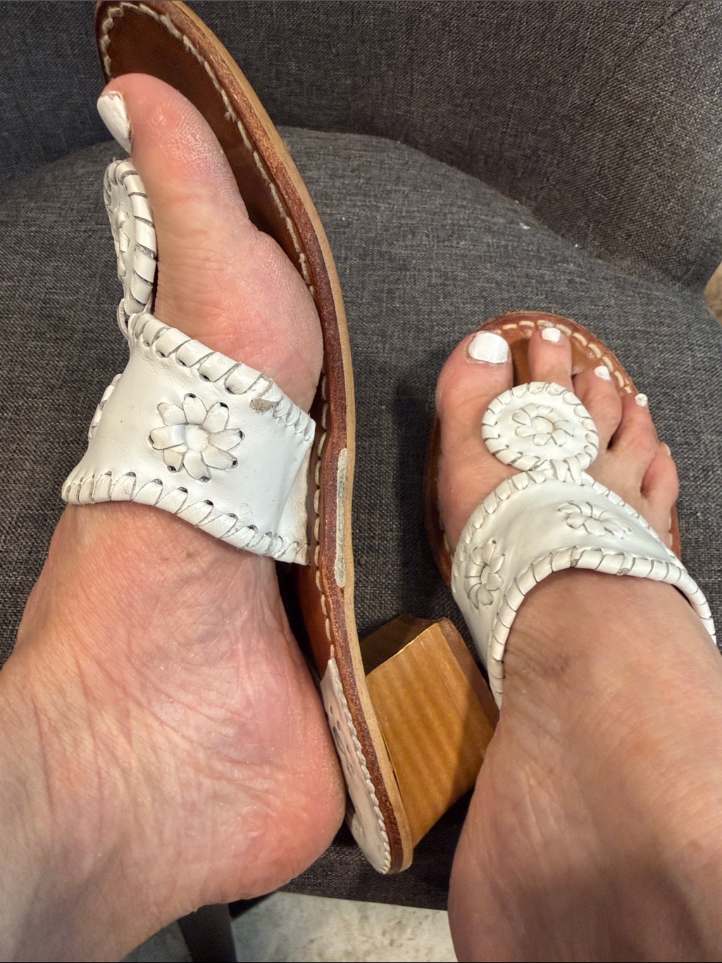 Jack Rogers Handcrafted Usa Heeled Sandals White Genuine Leather